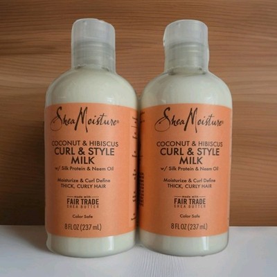 Lot of 2,Shea Moisture Coconut & Hibiscus CURL & STYLE MILK, color safe, 8oz 
