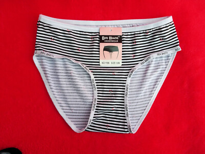 PANTS KNICKERS LADIES BLACK& WITE STRIPE S/M 10 12