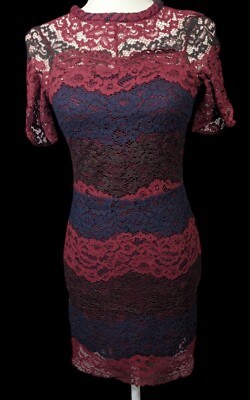 Sandro Paris Red Black And Blue Lace Dress Size Small | eBay