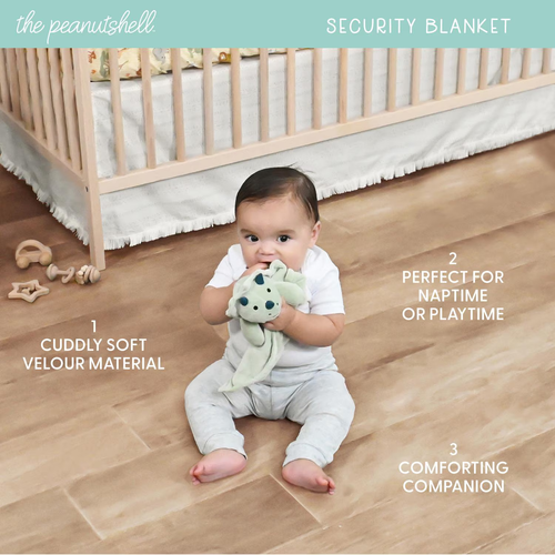 Blue Dino Tummy Time Mat & Security Blanket w 2 PC Unisex Baby Crib Bedding Set - Picture 6 of 6