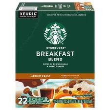 Starbucks, Breakfast Blend Medium Roast K-Cup Coffee Pods 22 Count K Cups Coffee