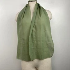 Olive Scarf with Metallic Threads Fringe 11" W X 55" L