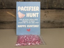 Pacifier Hunt Baby Shower Game One Sign and 50 Mini Pacifiers , Shower Party