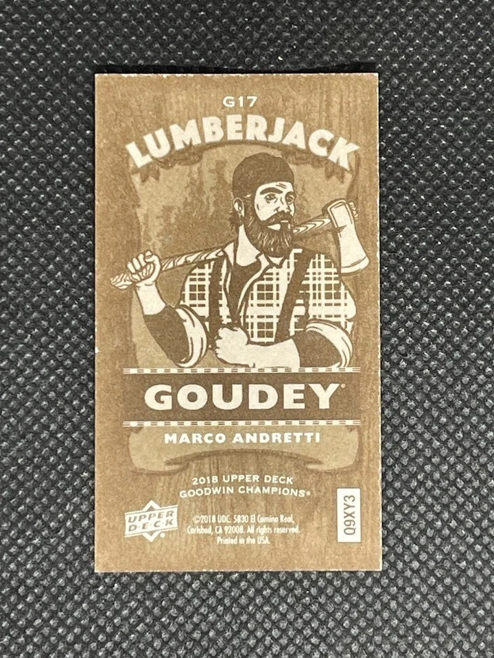 2018 Upper Deck Goodwin Champions Marco Andretti Goudey Mini Lumberjack Back G17 - Image 2 of 2