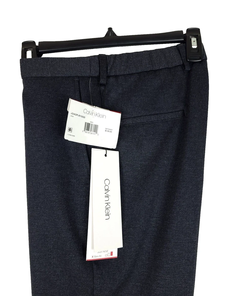 Calvin Klein Men s Slim Fit Stretch Soft Knit Suit Pants Dark Grey