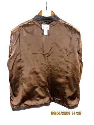 LINEA BY LOUIS DELL'OLIO SZ 2X Wool/Rayon/Nylon Brown Leather Trim