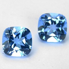 5.71Cts Glorious Natural Swiss Blue Topaz Cushion Cut 8mm Matching Pair