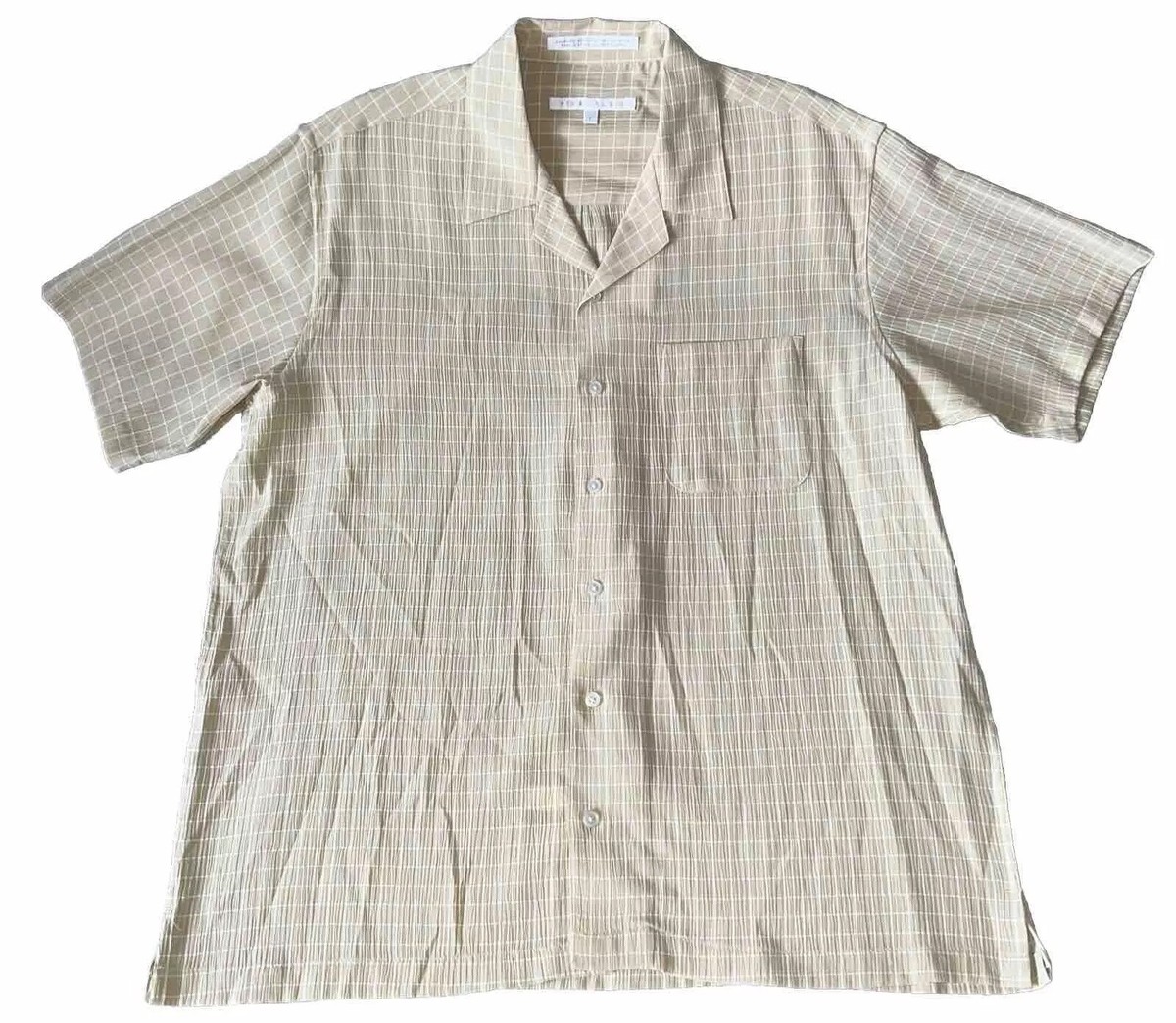 Vintage 90s Perry Ellis Mens L Button Down Shirt Rayon Blend Check