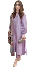 Women's Rayon Viscose Solid Straight Pakistani Kurta with Pant & Dupatta