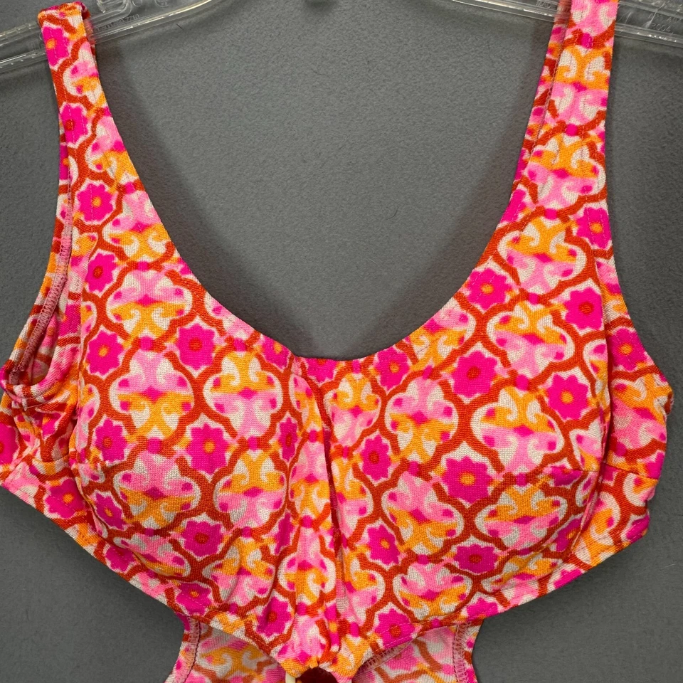 De Colección Años 60 1 Pieza Traje de Baño Floral Talla 2 Recorte Anillo O Nuevo Sin Etiquetas Rosa Punta Bala Sujetador Foto 3 de 4