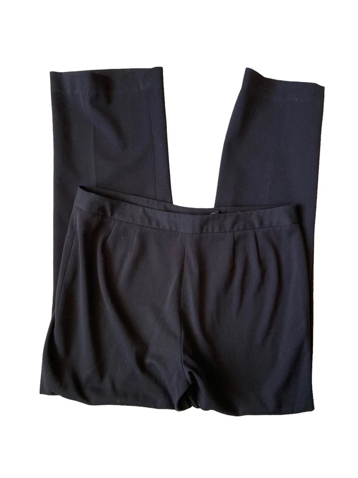 女式黑色正装裤子 14 码工作服办公室极简主义经典直筒 — 第 2/4 张图片