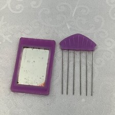 Vintage Purple Teasing Comb w/ Mirror Insert & Stainless Steel Prongs