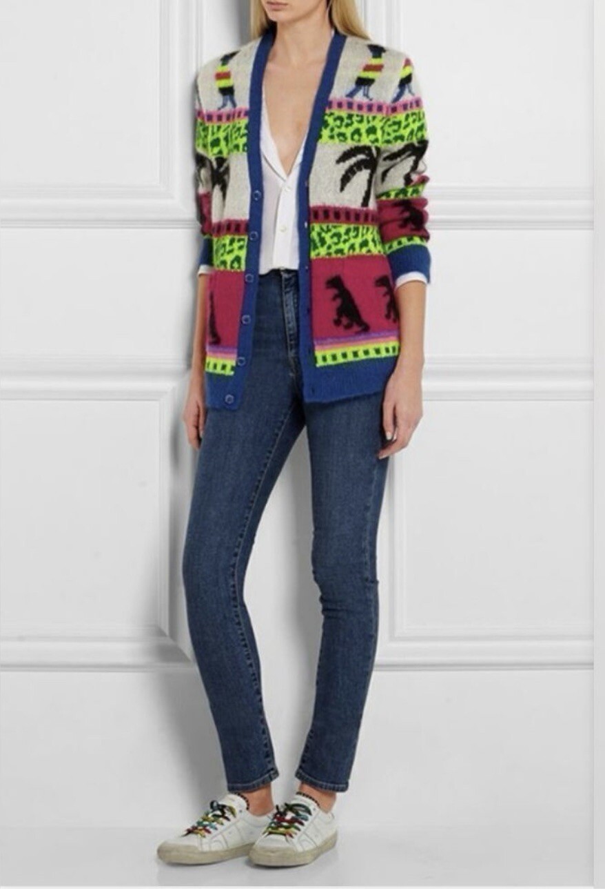 SAINT LAURENT Cardigan dinosauro Saint Lauren jacquard mohair nuovo con etichetta multi taglia XS