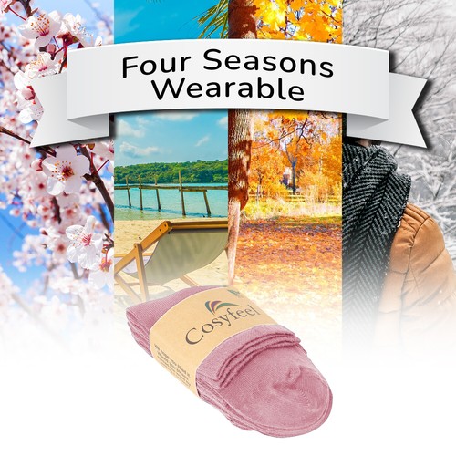 Cosyfeel® Women Loose Diabetic Ankle Socks 4-Pack Bamboo Material Seamless Toe - Picture 5 of 231