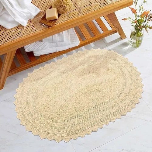 Royal Blaze Bath Mat Crochet Reversible Washable Plush Rug - Oval Medium 21"x34" - Picture 3 of 44