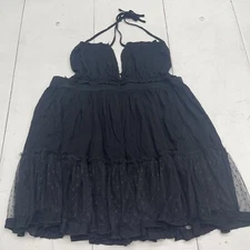 R Vivimos Black Deep V Neck Halter Mini Dress Women’s Size Large New