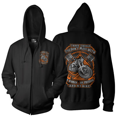 Herren Zipper Hoodie Three Things you do not mess Biker TT20420ZP