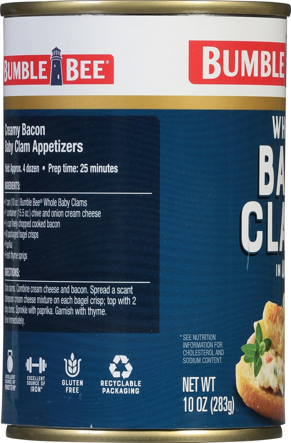 Bumble Bee Whole Baby Canned Clams, 10 Oz Can - Ready to Eat - 14G Protein per S