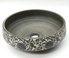 Vintage Floral Black Grey Bathroom Ceramic Counter Top Wash Basin Sink Bowl Unit