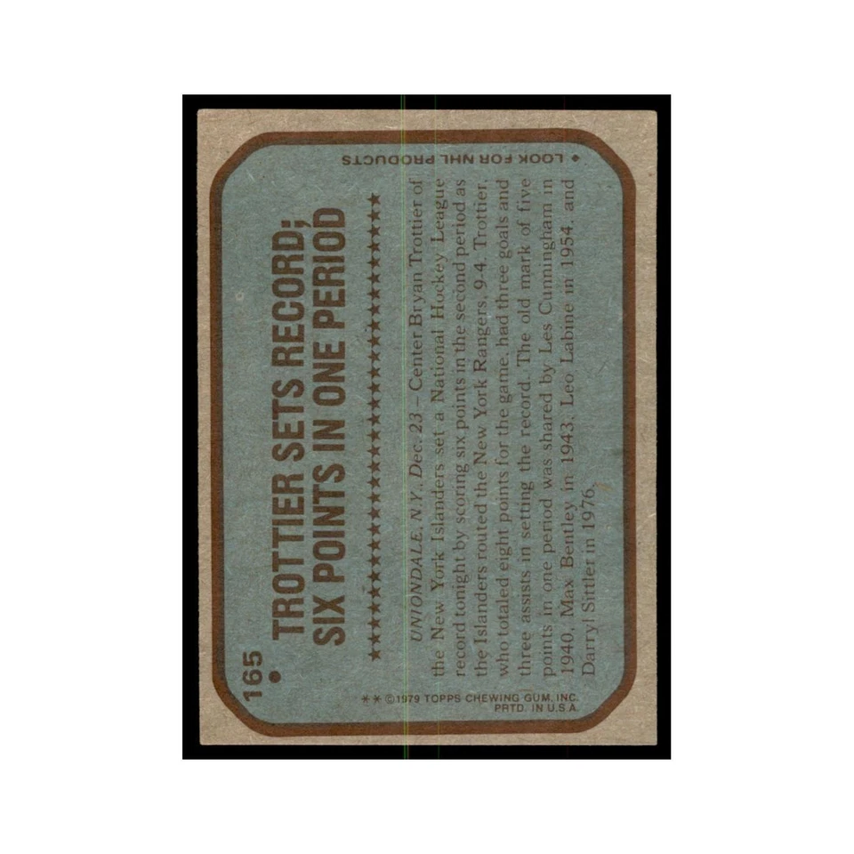 Bryan Trottier 1979 Topps #165 New York Islanders Hockey Card NM - Image 2 of 3