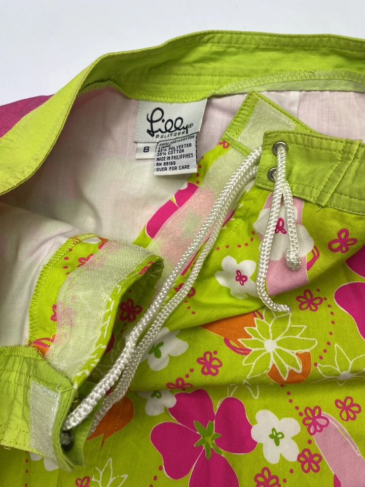 Lilly Pulitzer Girls Beach Short Skirt Sz 8 Pink Green Floral Pattern A-line VTG - Image 4 of 4