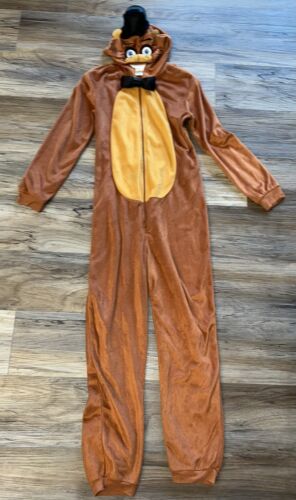 Boys Five Nights At Freddys Youth Large Pajama Hooded  Costume One Piece Size 10 - Picture 1 of 5