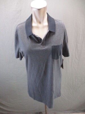 NWT FISSION Size M Mens 100% Cotton 1/2 Button Pocket Collated Polo Shirt 359