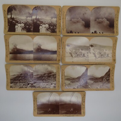 7 Keystone View Co. 1903 Stereoview Cards Mt. Peele Martinique Volcano Eruption