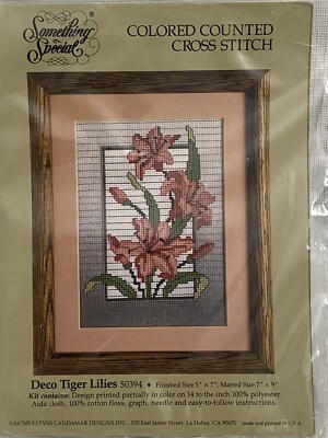 Something Special DECO TIGER LILIES Colored Counted Cross Stitch Kit 50394
