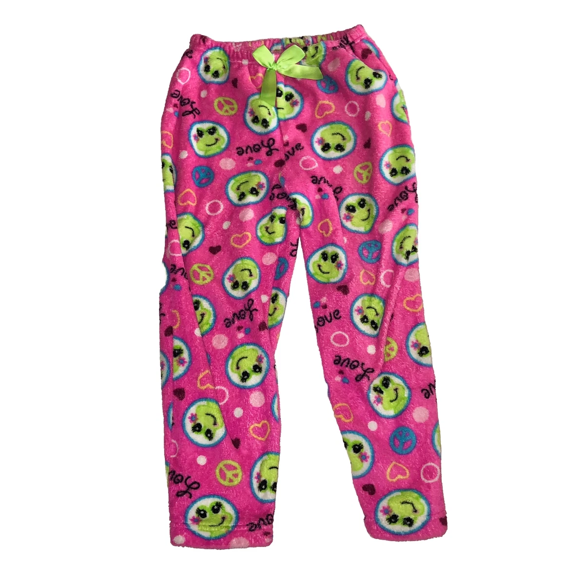 Girls Fuzzy Pajama Pants Size L (10-12) / Girls Frog Pajamas Size L (10-12)