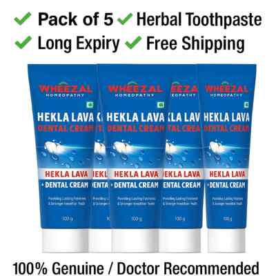 Wheezal Hekla Lava Dental Cream 100g x 5 | Herbal Toothpaste | Long Expiry | USA