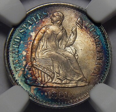 1861 NGC MS67 SEATED LIBERTY HALF DIME | eBay
