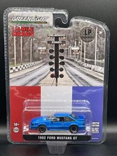 GREENLIGHT 1992 Ford Mustang GT Blue Drag Car LP Exclusive 1:64 Diecast Promo
