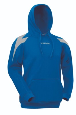 Diadora Chevron Hoodie Sweatshirt for Adults and Kids - Royal Blue / Grey