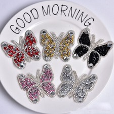 10PCS Aufbügeln Patch Glänzend Voll Kristall Schmetterling Verzierung Kostüm 6cm