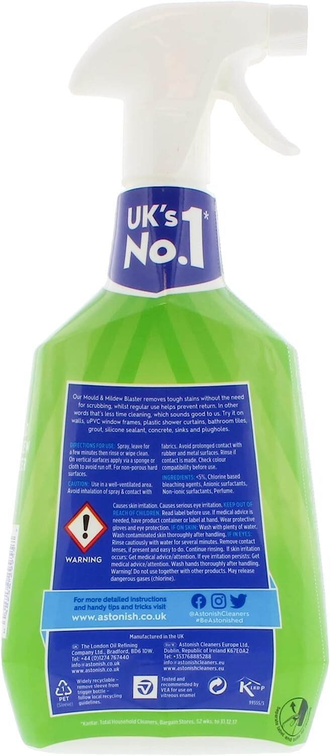 Astonish Mould & Mildew Remover Spray 750ml Killer & Removes Mold