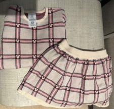 Disney Micky Mouse Girls Size 4 Beige Red Top Skirt Set 2 Pieces Outfit