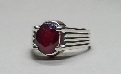 Natürlicher Rubin 925 Sterling Silber Handarbeit Herren Ring Dunkelrot Rubin Yaqoot Ring