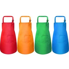 4pcs Kids Apron with Pocket Children Adjustable Chef Apron Cooking Baking