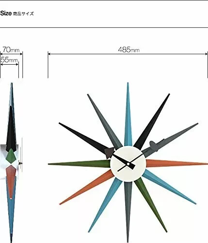 Orologio da parete George Nelson Sunburst multicolore riproduzione design arredamento metà 20 - Foto 9 di 9