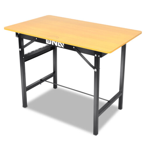 Yellow/Black 100 KG Heavy Duty Foldable Desktop Metal Table Work Bench Wood Top - Picture 1 of 1
