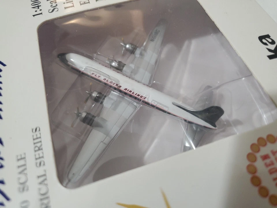 Aeroclassics 1/400 Diecast Alaska Airlines DC-6 Golden Nugget N6118C NEW IN BOX! - Image 3 of 4