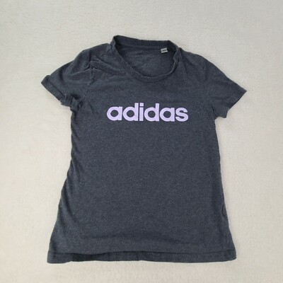 Adidas Shirt Girls Medium Gray Athletic Lightweight Short Sleeve TShirt 
