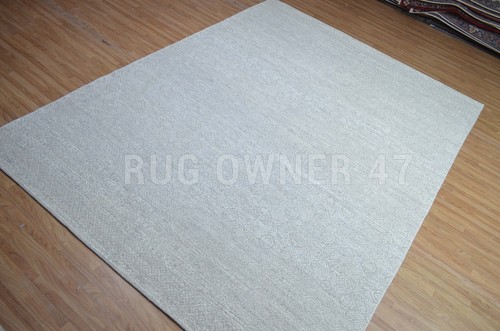 9X12 Oushak Geometric Hi-Low Beige Handmade Hand-Knotted Wool Area Rug 14591 - Picture 8 of 9