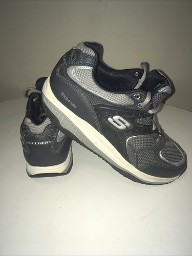Skechers Sneakers Womens Sz8 Gray Silver Shape Ups Leather Athletic Walking Gym - Picture 3 of 10