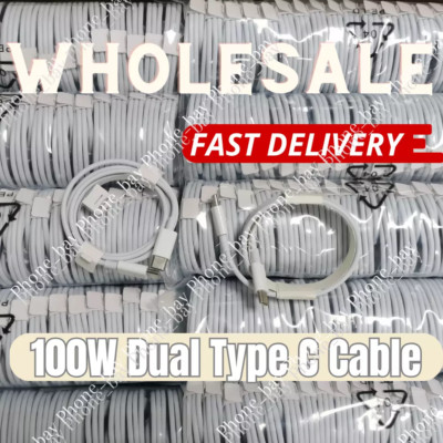 For iPhone 16 15 iPad MacBook Samsung 100W USB C Type C Fast Charger Cable Lot