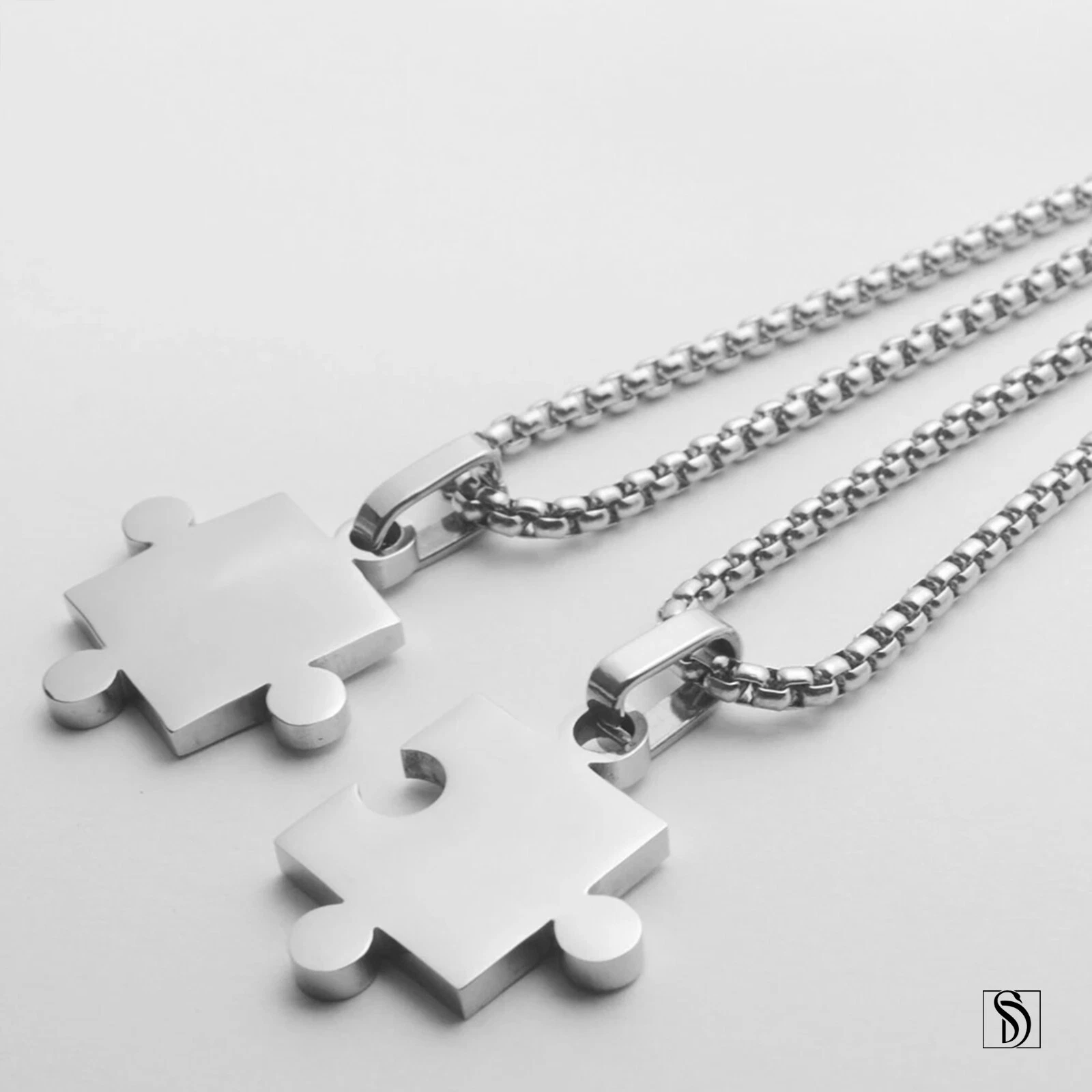 Couples Matching Lock Puzzle Double Pendant Necklaces