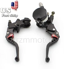 Black Motorcycle 7/8'' Brake Clutch Master Cylinder Lever Set Reservoir Aluminum