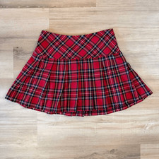 Royal Bones Daang Goodman Tripp NYC Women  s Red Plaid Skirt Size Medium Punk Emo