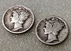 Pair Silver Mercury Dimes: 1923 and 1924 *@ MELT*